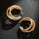 Punk Oval Hoop Earrings Metallic Geometric Ear Buckle Minimalist Style U-shaped Daily Life Earring Accessories For Women Round Piercing Jewelry Gift
