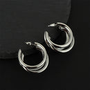 Punk Oval Hoop Earrings Metallic Geometric Ear Buckle Minimalist Style U-shaped Daily Life Earring Accessories For Women Round Piercing Jewelry Gift