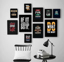 Modern 10-Piece Yellow & Black Motivational Wall Art Set wooden sticky phototile frames