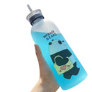 We Bare Bears Panda Water Bottle 1000ml – Cute Cartoon Design with Straw & Two Caps | Durable Reusable Bottle for Daily Hydration - Plastic (Random Design)