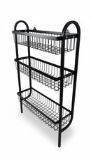Wall Mounted Spice Rack Black Stainless Steel 3 Tier – DIY Assembly Required (Self Assemble)
