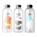We Bare Bears Panda Water Bottle 1000ml – Cute Cartoon Design with Straw & Two Caps | Durable Reusable Bottle for Daily Hydration - Plastic (Random Design)