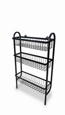 Wall Mounted Spice Rack Black Stainless Steel 3 Tier – DIY Assembly Required (Self Assemble)