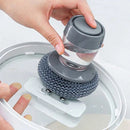 Kitchen Soap Dispensing Palm Brush – Automatic Filling Dish Scrubber with PET Bristles – Non-Scratch Cleaning Brush for Pots, Pans, and Sinks