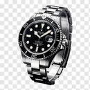 Rolex Brand Oyster Perpetual Watch With Stainless Steel Chain - Quality Timepiece Featuring Date Function And Radium Details For Enhanced Visibility - Black