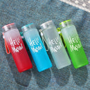 Frosted Glass Water Bottle With Hello Master Decal Logo - 400ml (Random color)