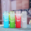 Frosted Glass Water Bottle With Hello Master Decal Logo - 400ml (Random color)