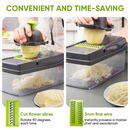 16-In-1 Multifunctional Vegetable Chopper & Slicer with Colander Basket and Storage Container – Heavy-Duty Food Cutter