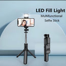 Selfie Stick Tripod R1S Bluetooth Remote Control Tripod Selfie Stick New Model with Wireless Remote Shutter Compatible with All Cell Phones - Selfie Stick with Light